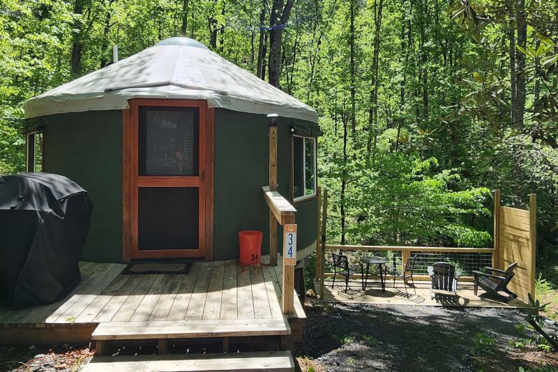 yurt vacation rental glamping resort in North Carolina mountains