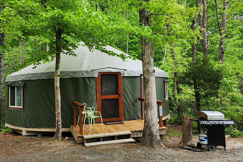 large yurt vacation rental family glamping in north carolina