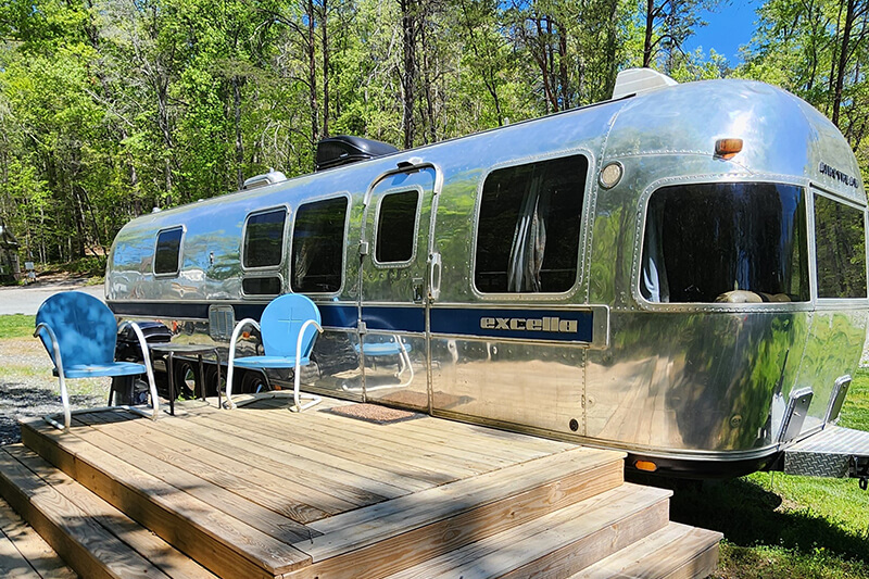 Retro Airstream Camper Rental NC Glamping NC Mountains