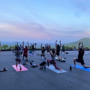 yoga with a view at chimney rock